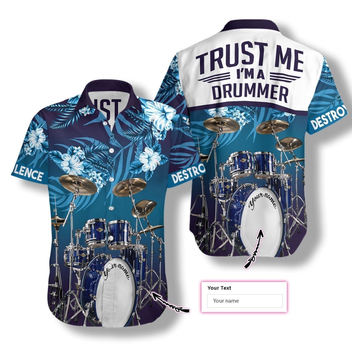 Felacia [Hawaii Shirt] Personalized Name I Am A Drummer Hawaiian Aloha Shirts-ZX2751